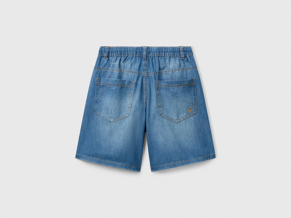 Benetton Blue Boys Bermuda Shorts in Chambray SKU: 4DHJC9047_901 Image 02