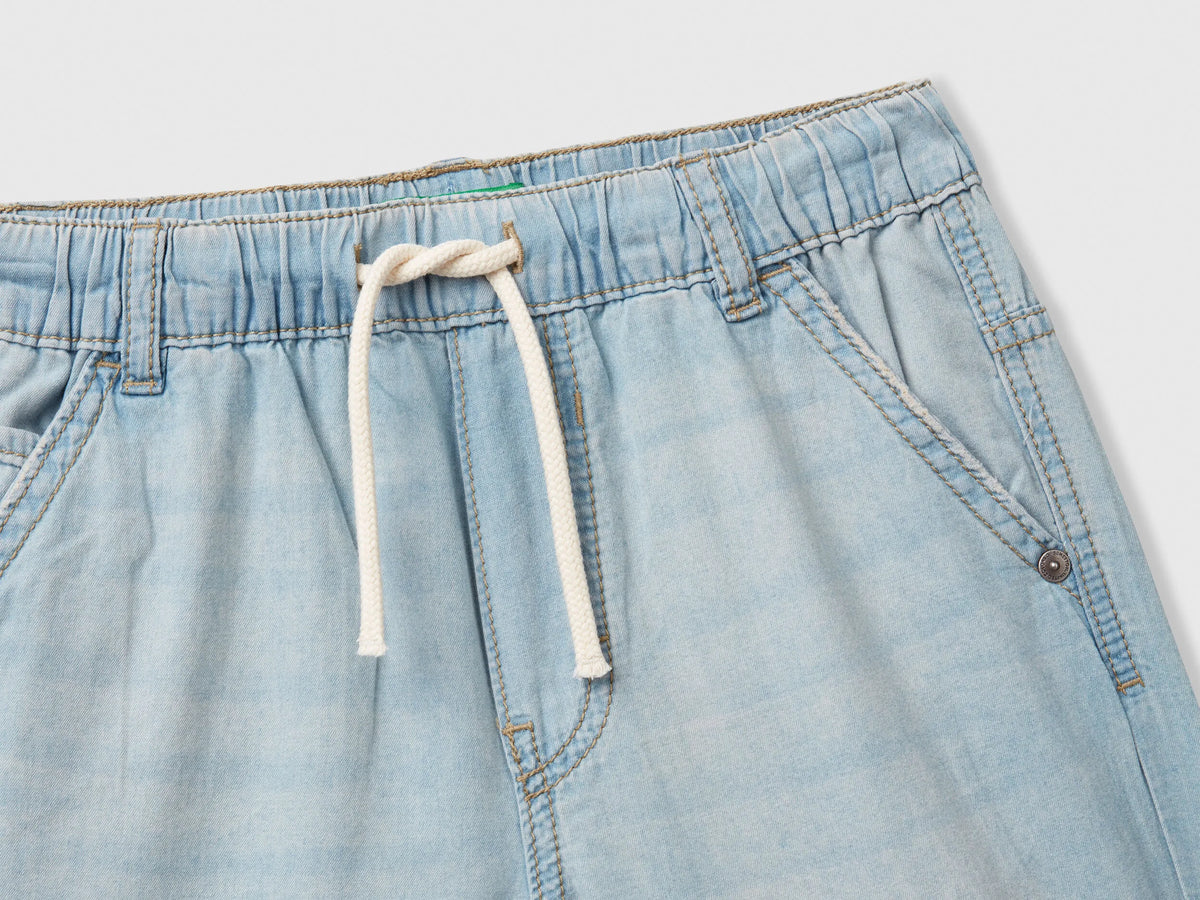 Benetton Sky Blue Boys Bermuda Shorts in Chambray SKU: 4DHJC9047_902 Image 03