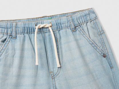 Benetton Sky Blue Boys Bermuda Shorts in Chambray SKU: 4DHJC9047_902 Image 03