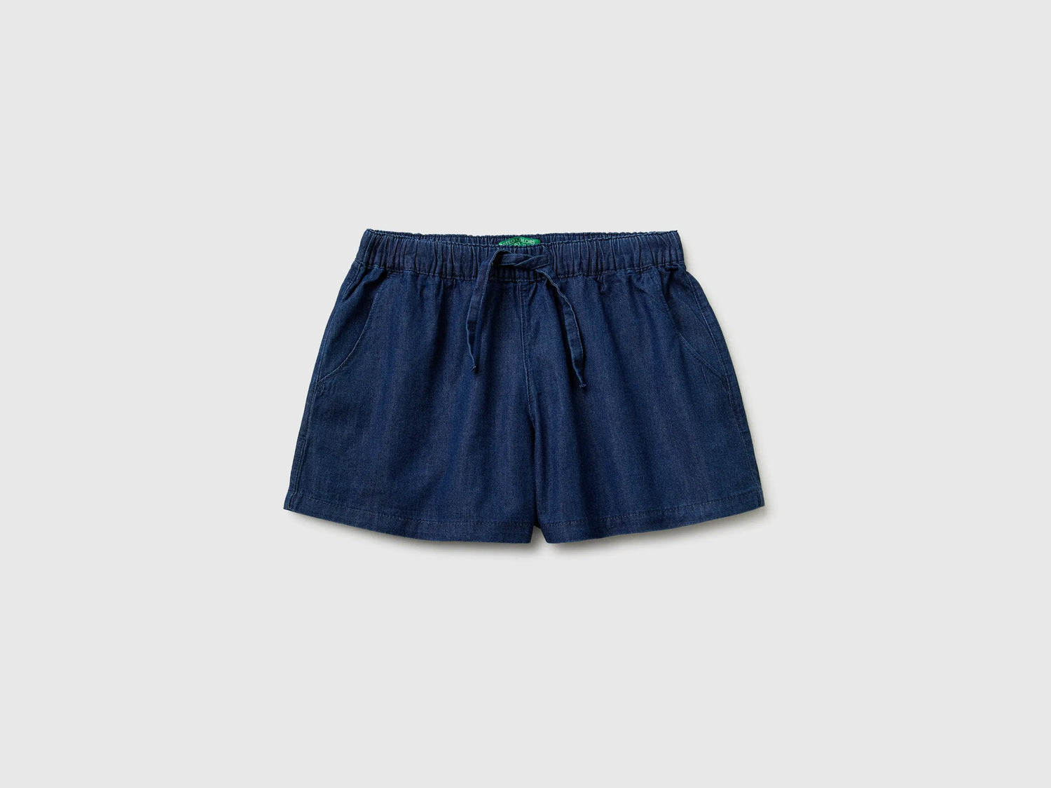 Benetton Blue Girls Chambray Shorts SKU: 4DHJC904X_901 Image 01