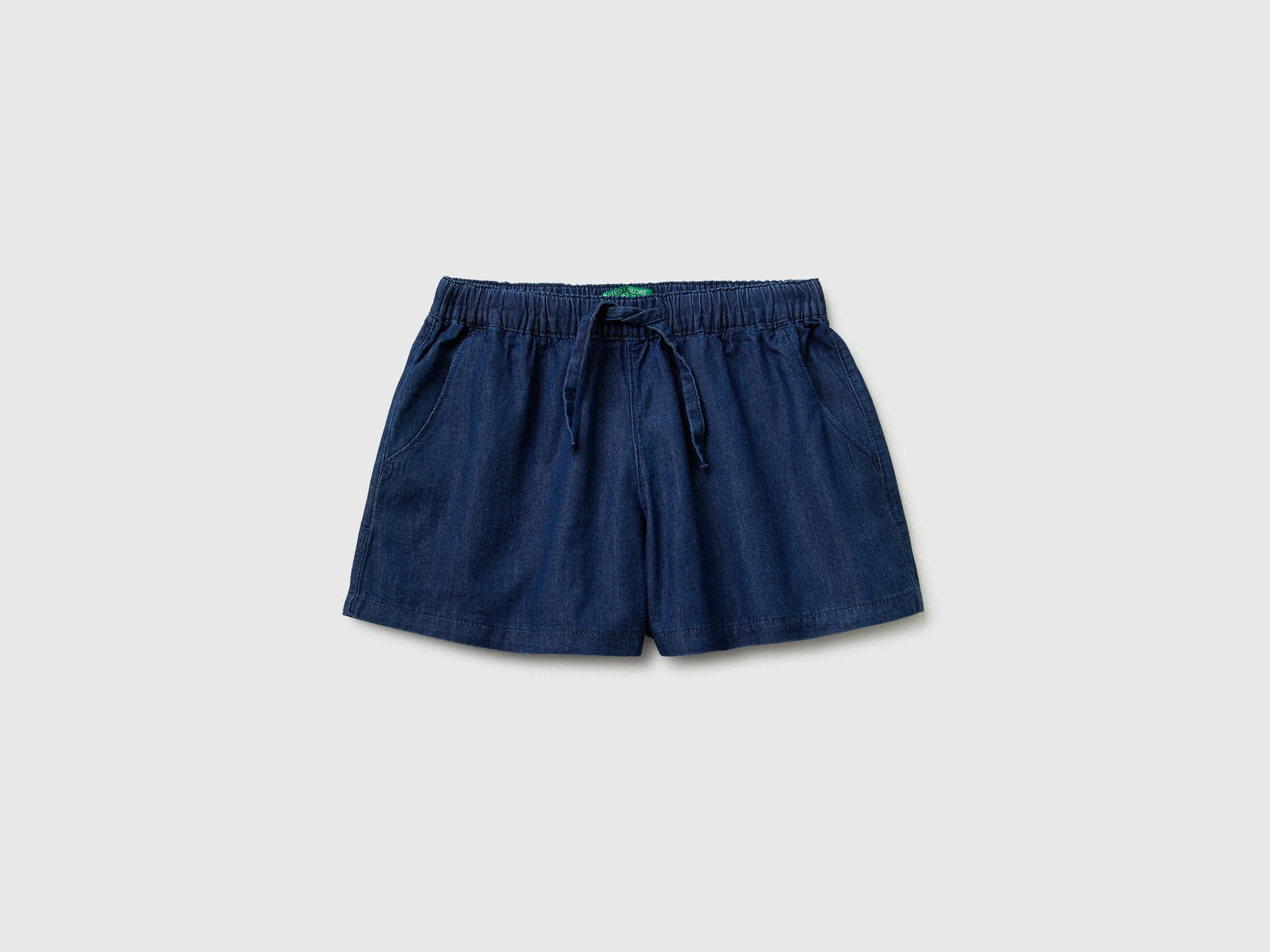 Benetton Blue Girls Chambray Shorts SKU: 4DHJC904X_901 Image 01