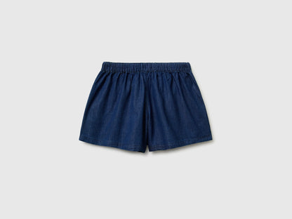 Benetton Blue Girls Chambray Shorts SKU: 4DHJC904X_901 Image 02