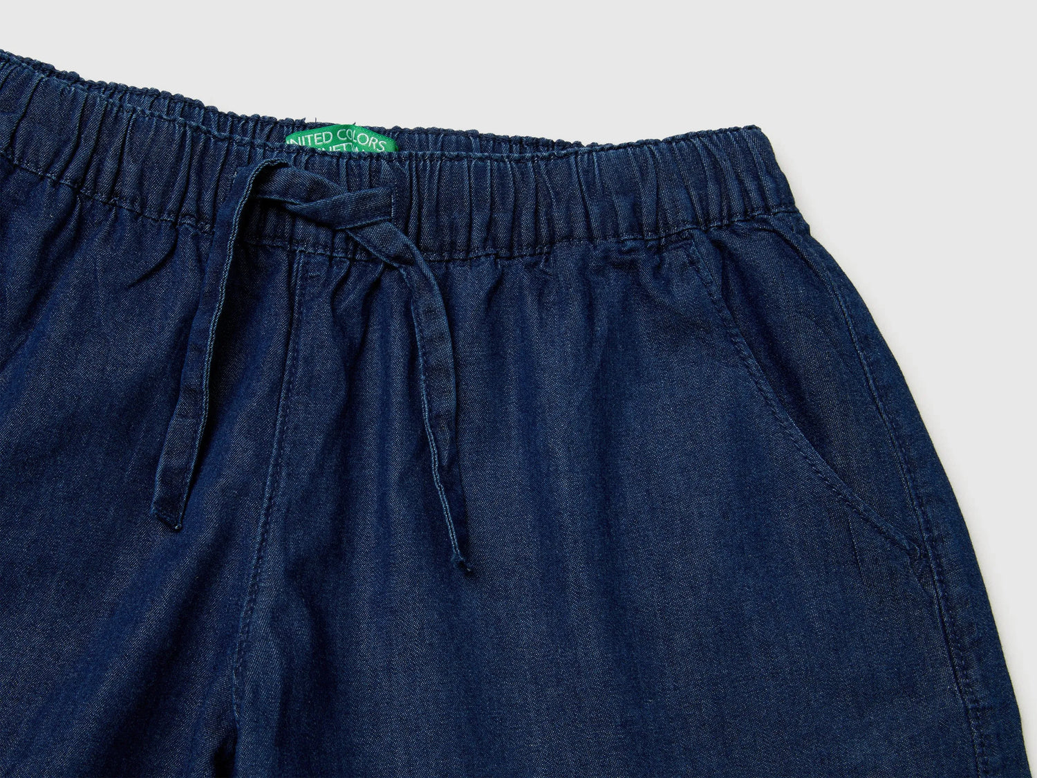 Benetton Blue Girls Chambray Shorts SKU: 4DHJC904X_901 Image 03
