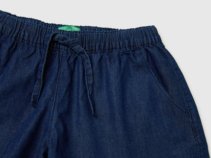 Benetton Blue Girls Chambray Shorts SKU: 4DHJC904X_901 Image 03