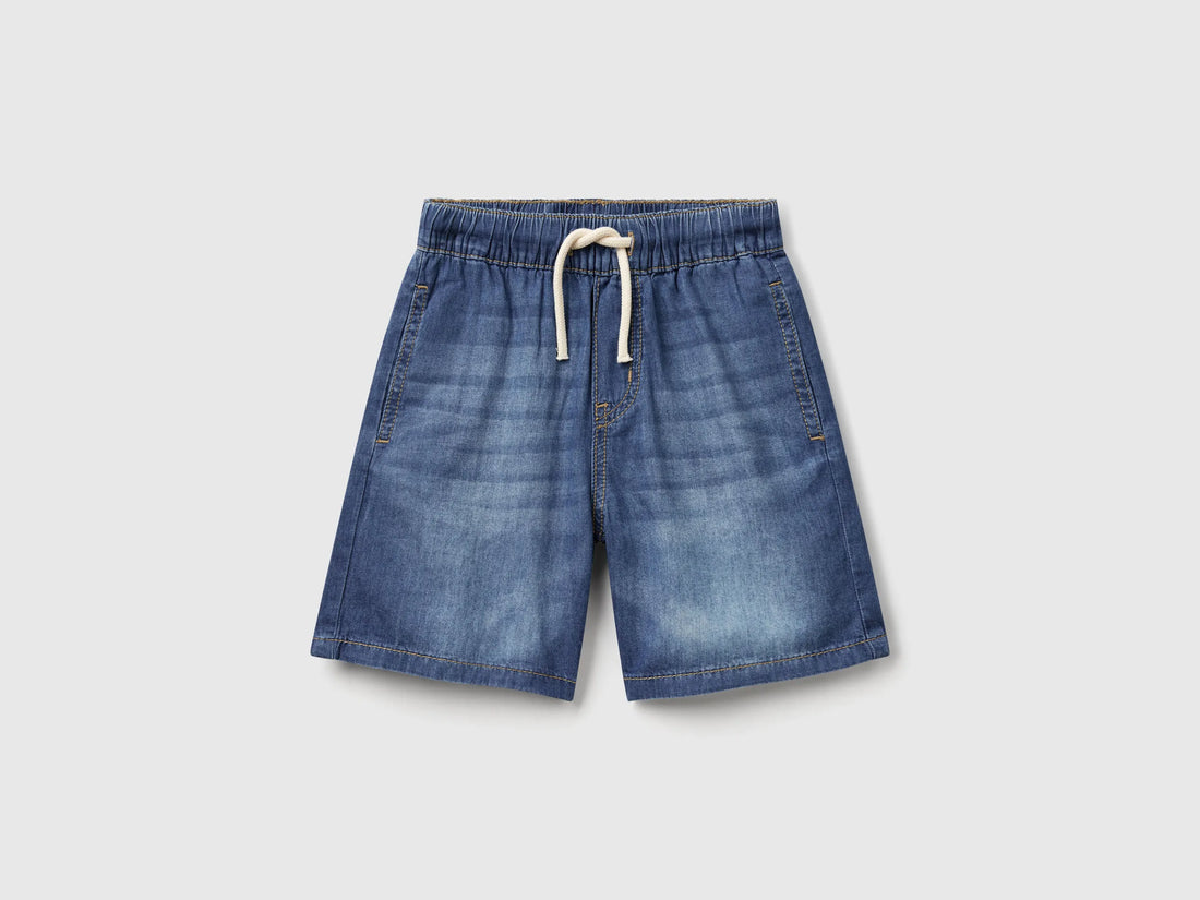 Benetton Dark Blue Boys Bermuda Shorts in Chambray SKU: 4DHJG9034_901 Image 01