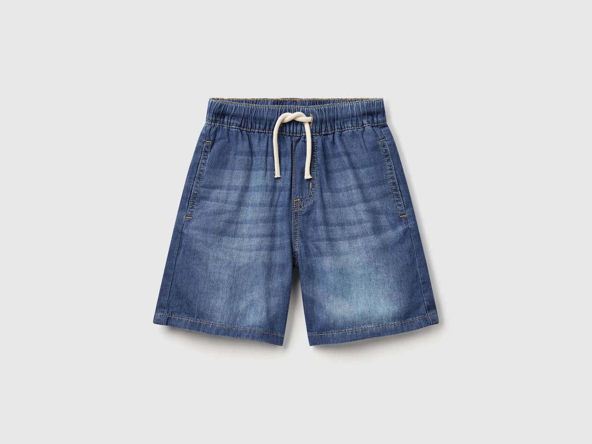 Benetton Dark Blue Boys Bermuda Shorts in Chambray SKU: 4DHJG9034_901 Image 01