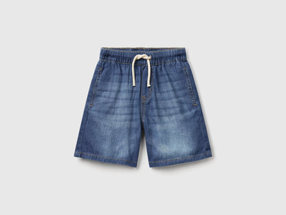 Benetton Dark Blue Boys Bermuda Shorts in Chambray SKU: 4DHJG9034_901 Image 01