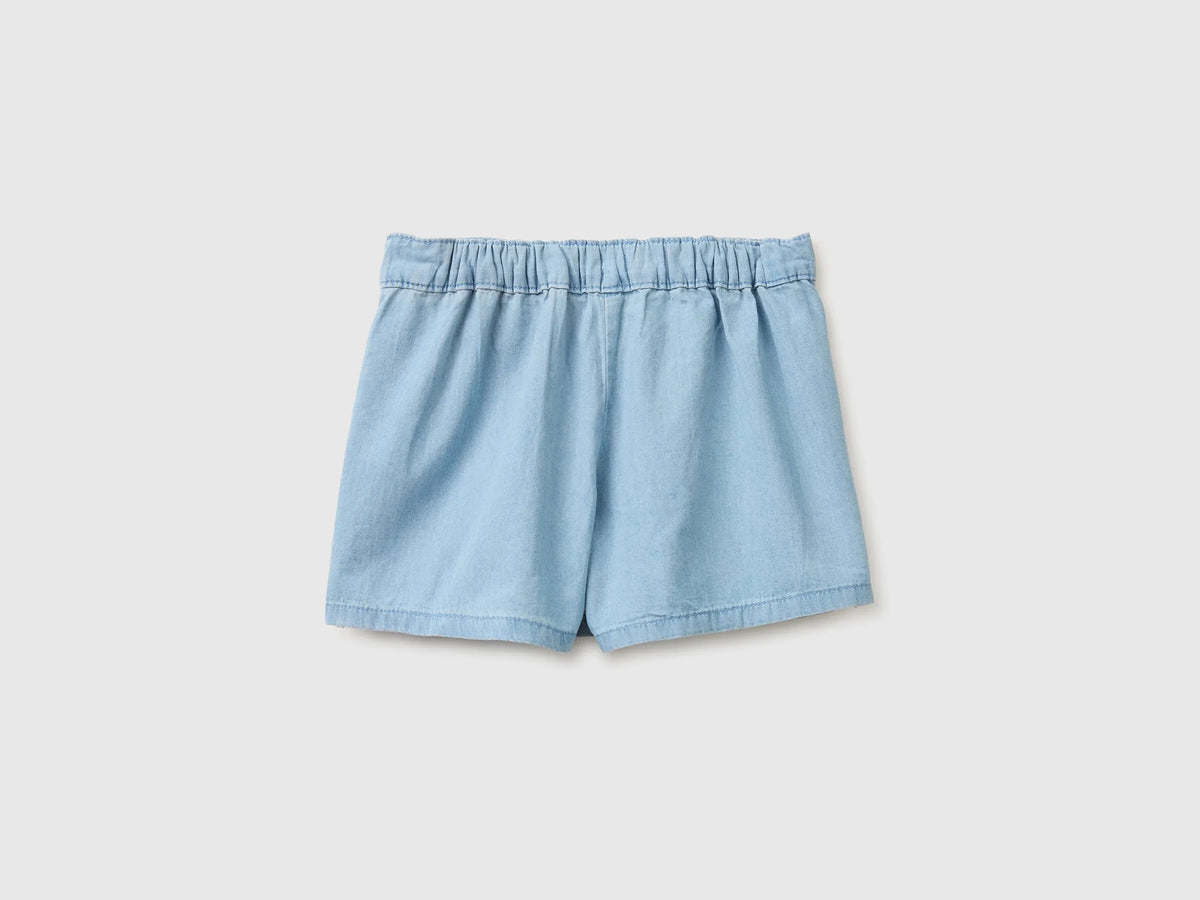Benetton Light Blue Girls Chambray Skirt-Trousers SKU: 4DHJG903O_901 Image 02