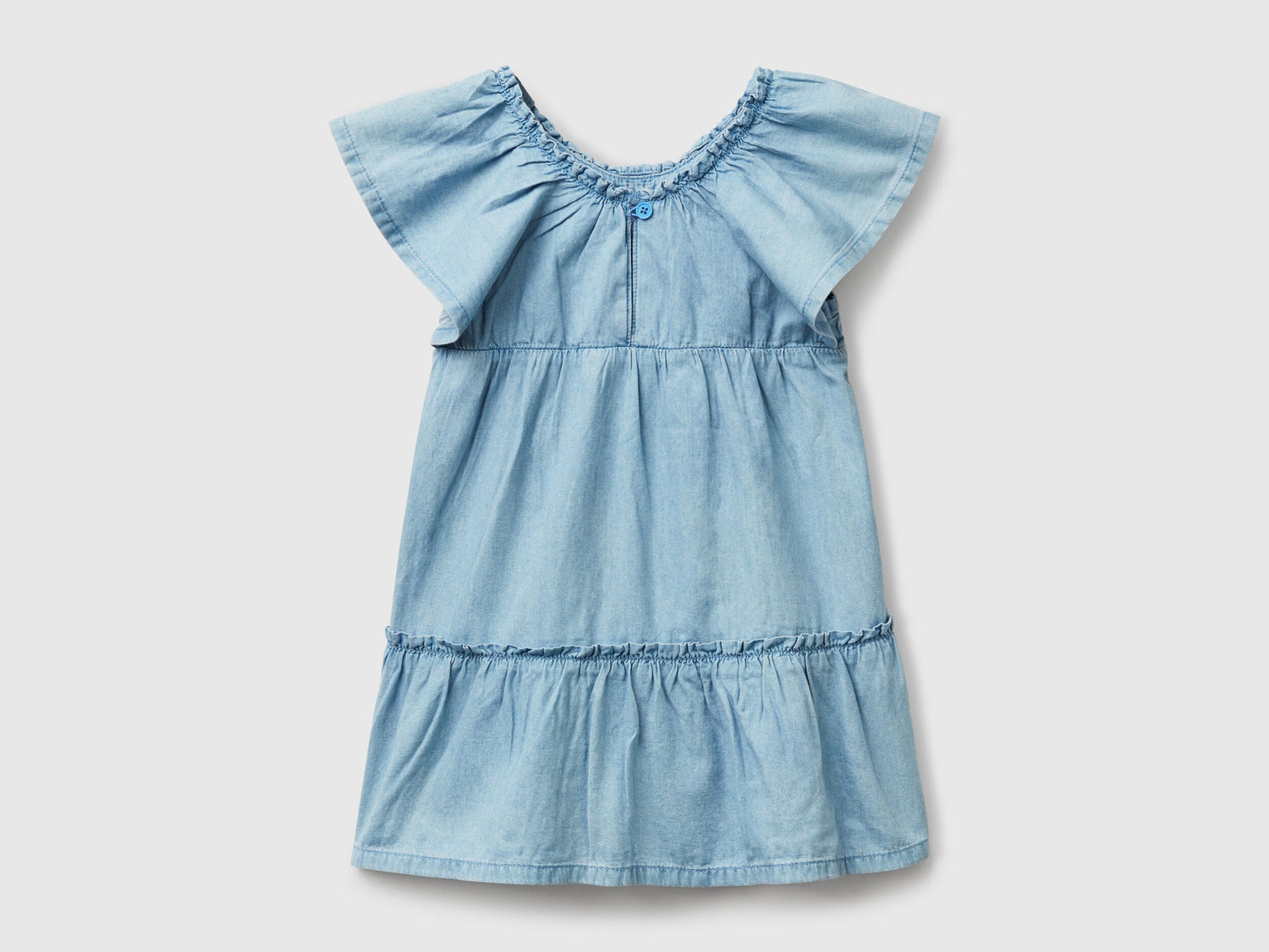 Benetton_Dress in Chambray with Frill_4DHJGV02H_901_02