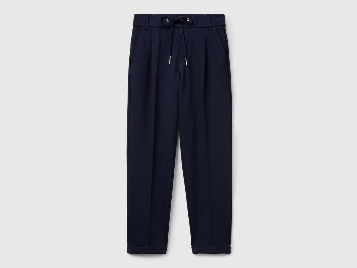 Benetton_Dark Blue_Yarn Dyed Trousers with Drawstring_4DI4DF00J_016_05