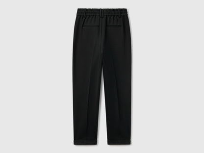 Benetton_Black_Yarn Dyed Trousers with Drawstring_4DI4DF00J_100_05