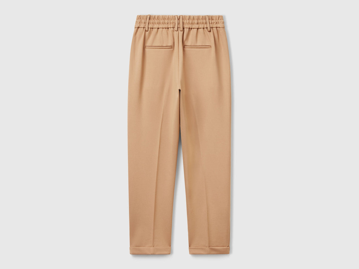 Benetton_Camel_Yarn Dyed Trousers with Drawstring_4DI4DF00J_34A_04