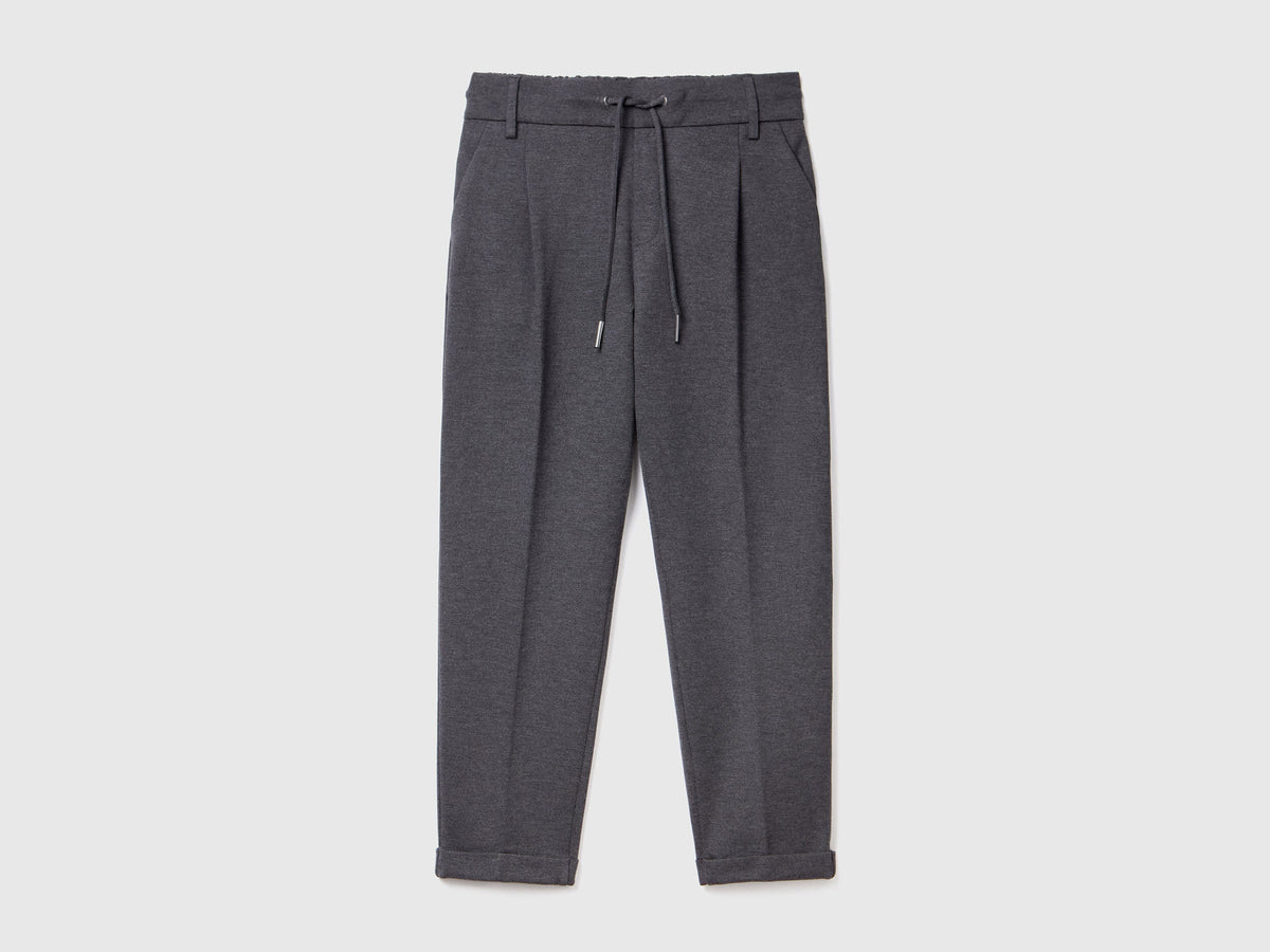 Benetton_Gray_Yarn Dyed Trousers with Drawstring_4DI4DF00J_907_04