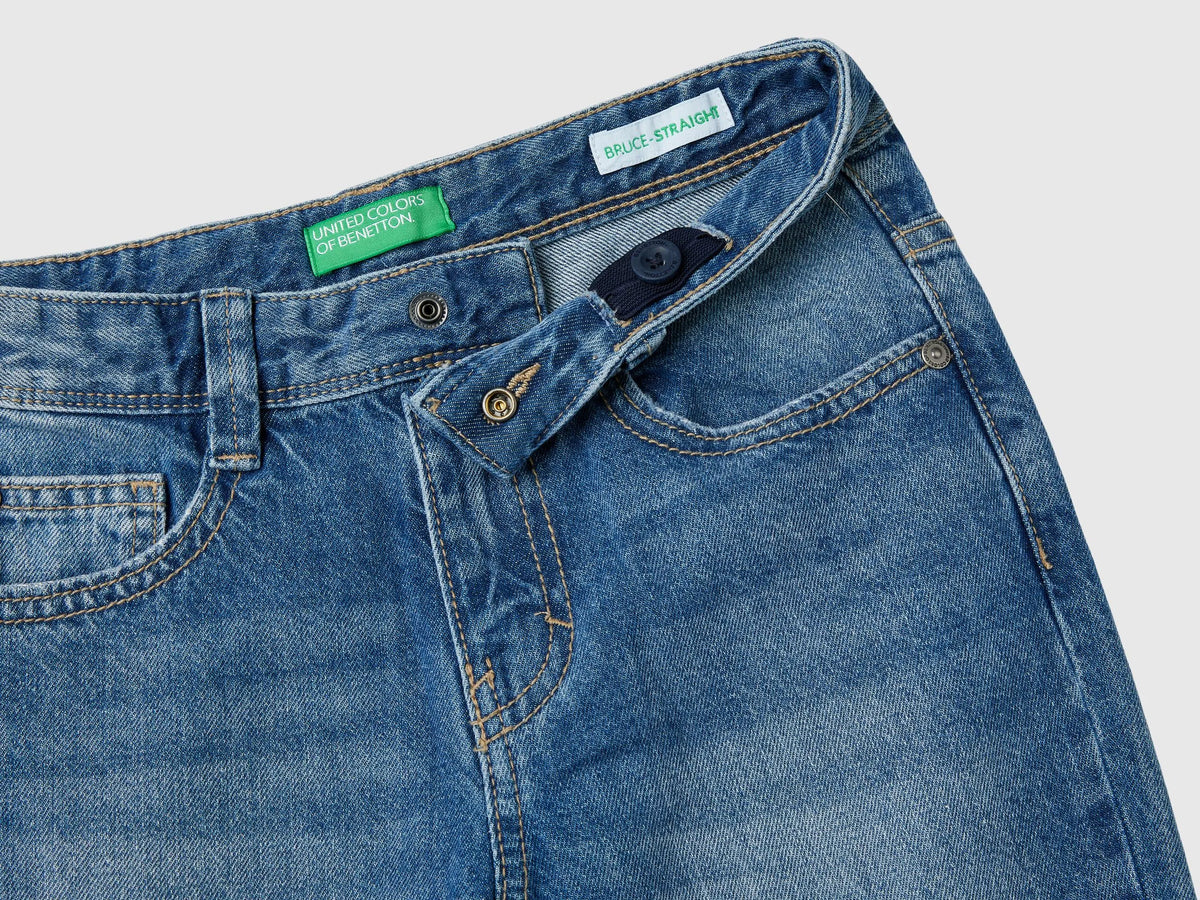 Benetton Light Blue Boys Straight Leg Jeans SKU: 4DW2CE021_902 Image 03