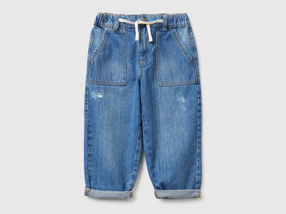 Benetton Blue Boys Jogger-Style Jeans SKU: 4DW2GF02W_902 Image 01