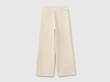 Benetton Creamy White Girls Wide-Leg Chenille Trousers SKU: 4DZBCF02Q_00V Image 02