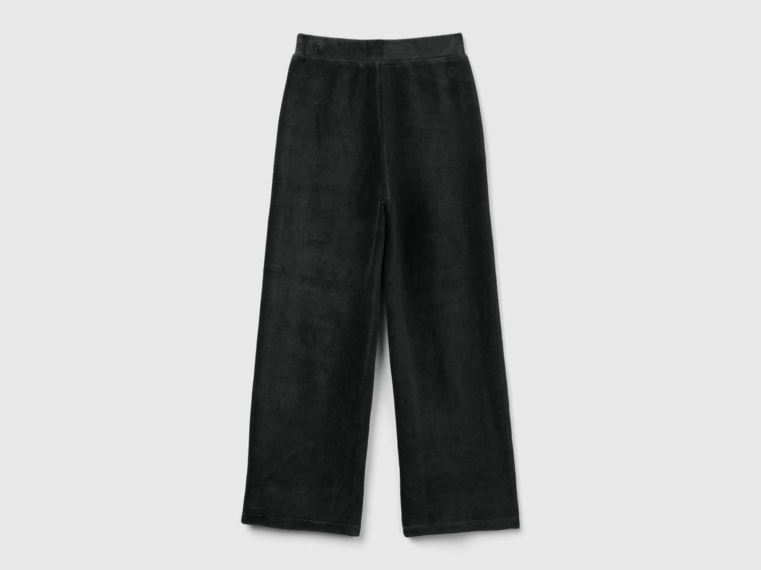 Benetton_Black_Wide Chenille Trousers_4DZBCF02Q_100_02