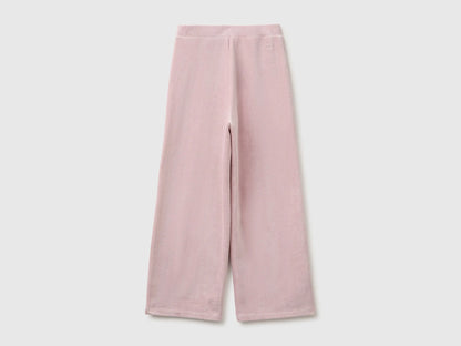 Benetton Pink Girls Wide-Leg Chenille Trousers SKU: 4DZBCF02Q_197 Image 02