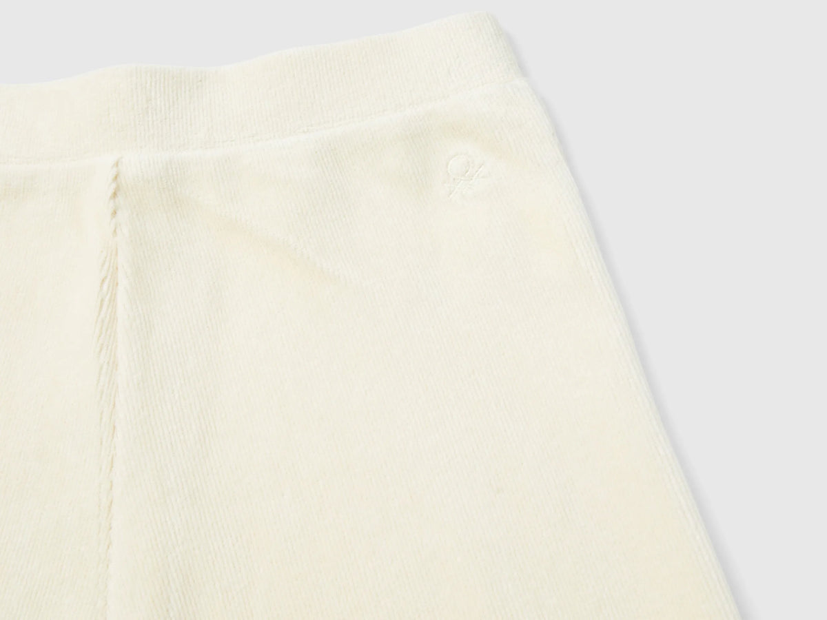Benetton Creamy White Girls Wide Chenille Trousers SKU: 4DZBCF02Q_3C9 Image 03