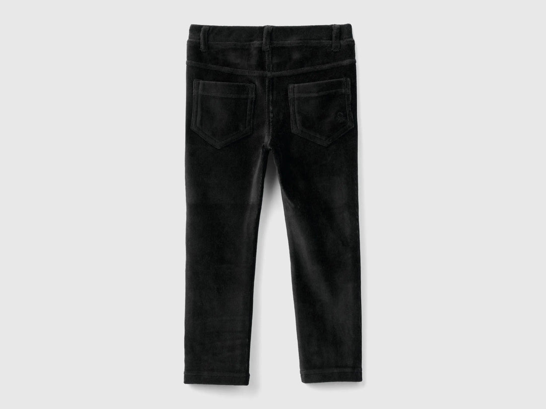 Benetton Black Girls Ribbed Chenille Trousers SKU: 4DZBGE00L_100 Image 02