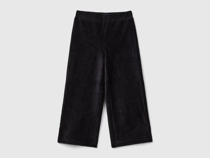 Benetton Black Girls Wide Chenille Trousers SKU: 4DZBGF01E_100 Image 01
