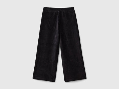 Benetton Black Girls Wide Chenille Trousers SKU: 4DZBGF01E_100 Image 02