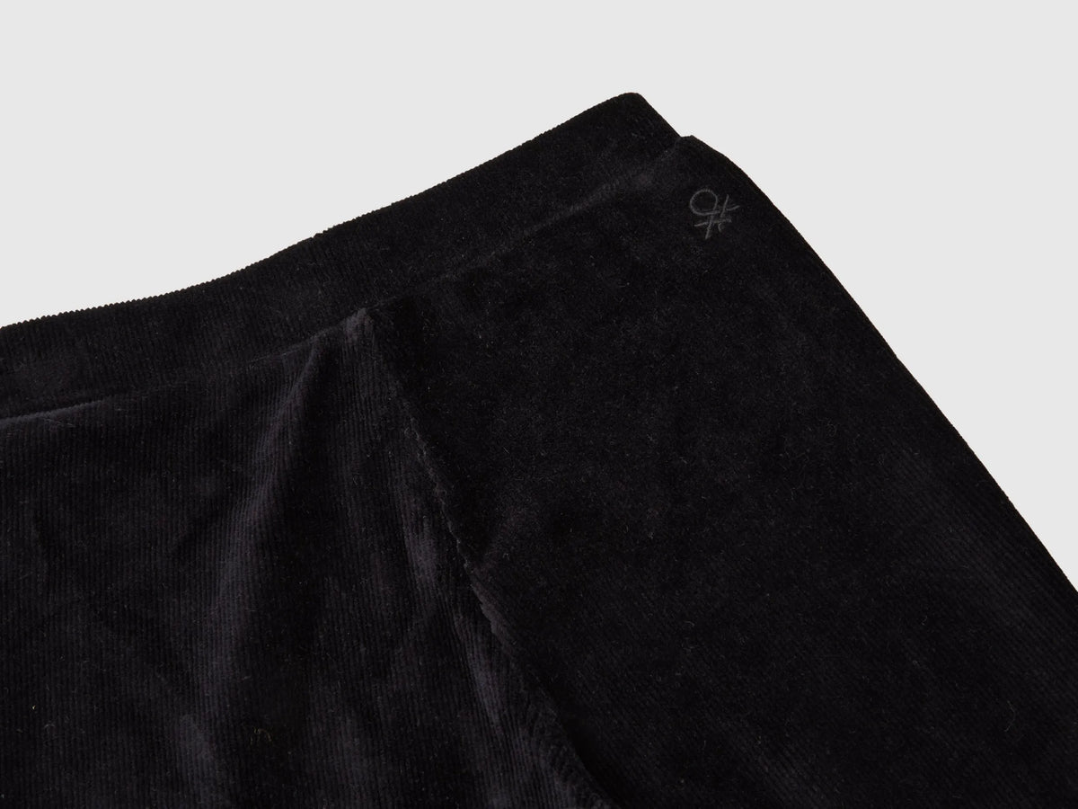 Benetton Black Girls Wide Chenille Trousers SKU: 4DZBGF01E_100 Image 03