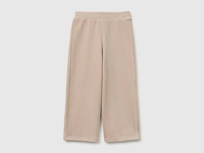 Benetton Beige Girls Wide Chenille Trousers SKU: 4DZBGF01E_312 Image 01