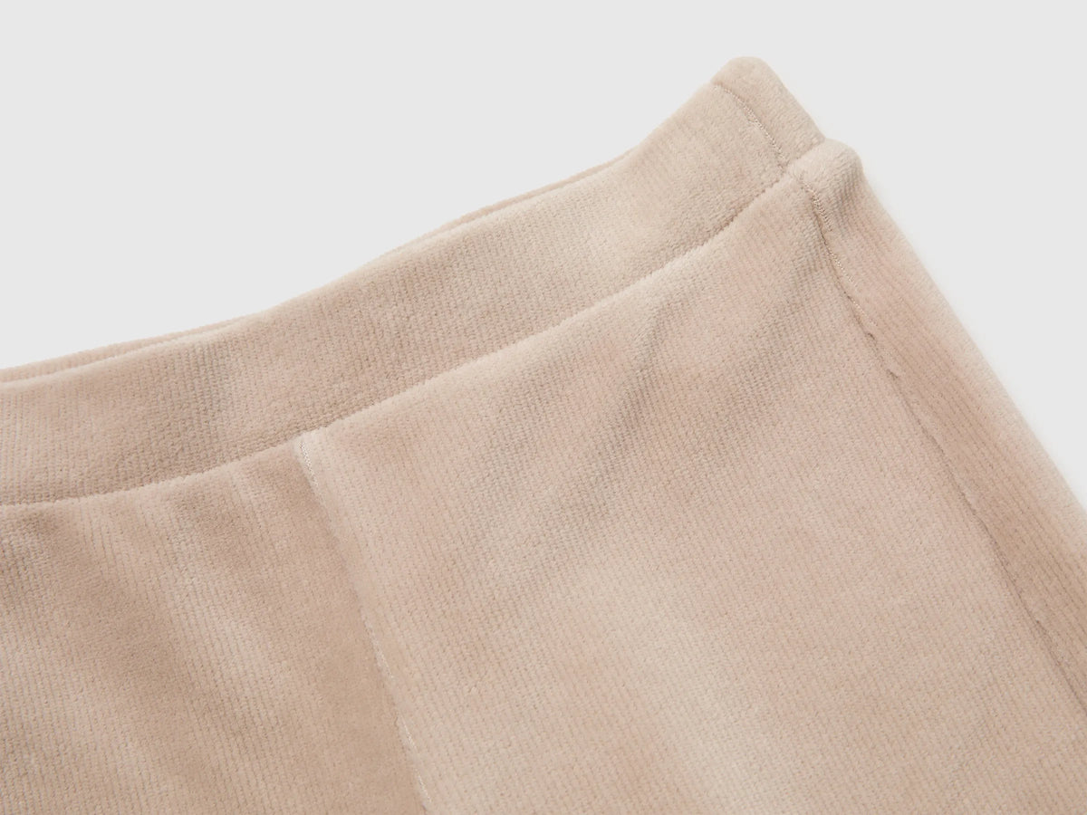 Benetton Beige Girls Wide Chenille Trousers SKU: 4DZBGF01E_312 Image 03