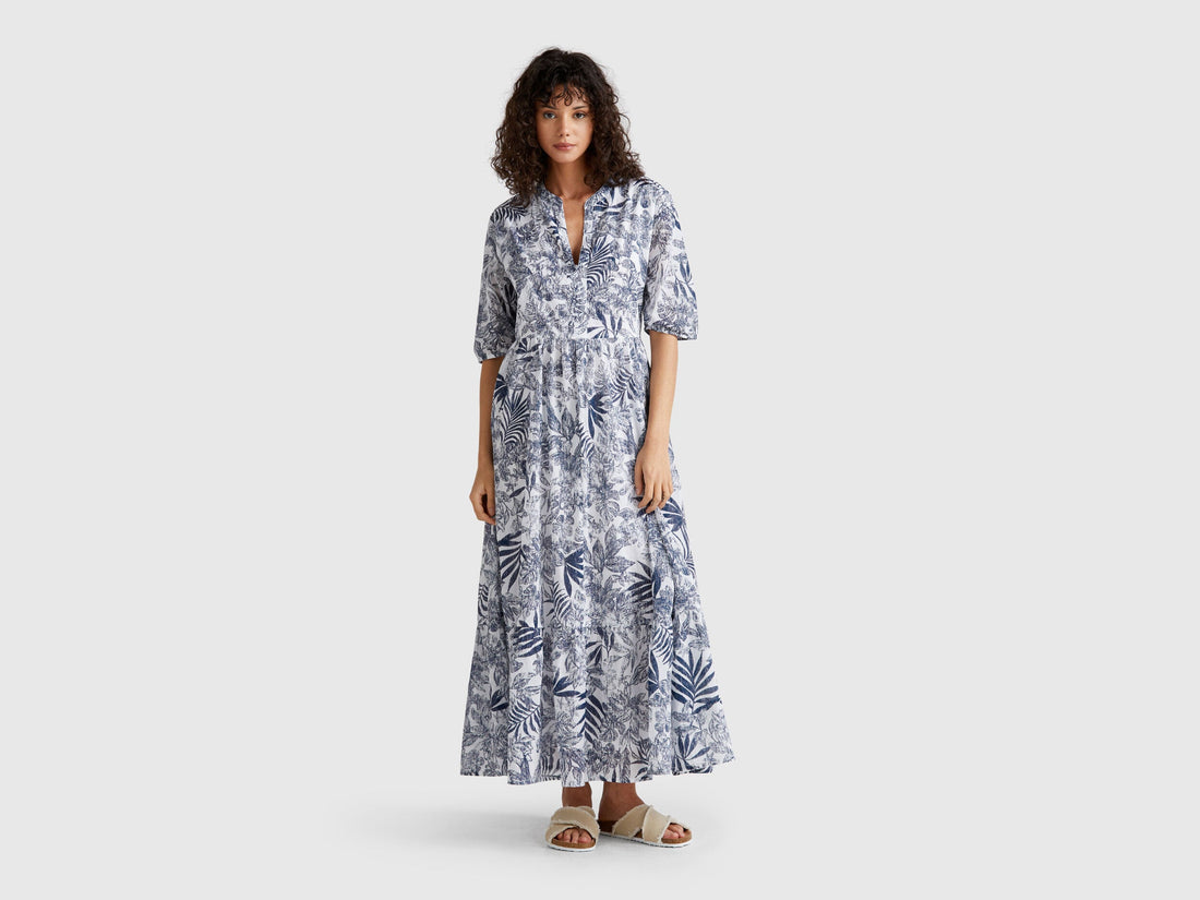 Buy Green Dress with Tropical Print | Benetton Kuwait Buy Green Dress with Tropical Print | Benetton Kuwait