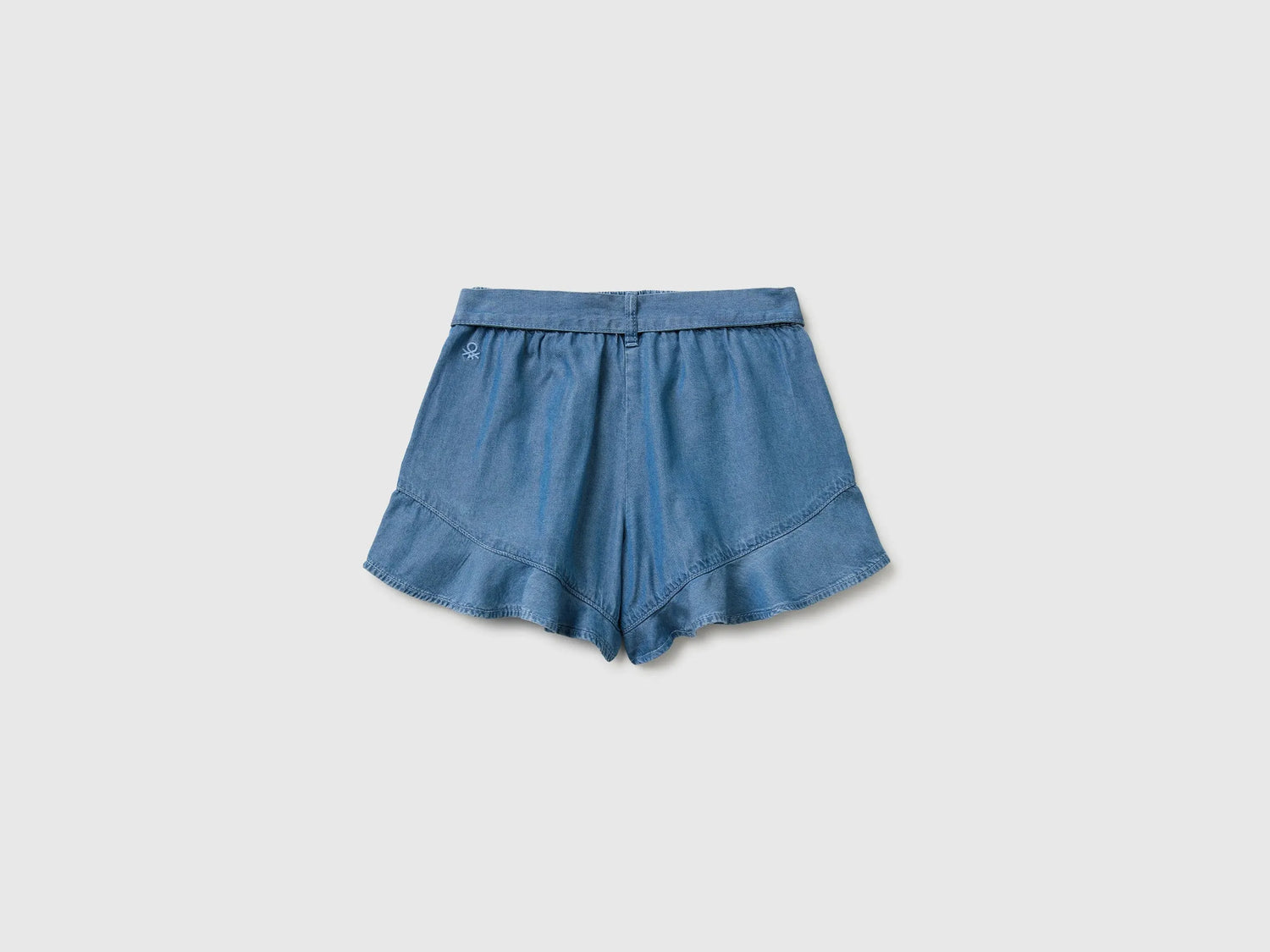 Benetton Blue Girls Shorts with Ruffles SKU: 4FFKC904W_901 Image 02