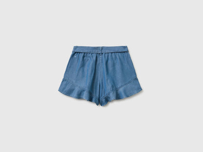Benetton Blue Girls Shorts with Ruffles SKU: 4FFKC904W_901 Image 02