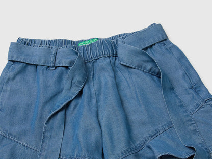 Benetton Blue Girls Shorts with Ruffles SKU: 4FFKC904W_901 Image 03