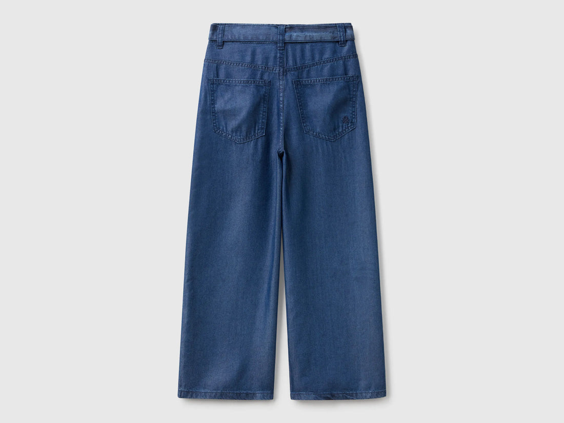 Benetton Blue Girls Wide Fit Jeans with Sash SKU: 4FFKCE03Q_901 Image 02