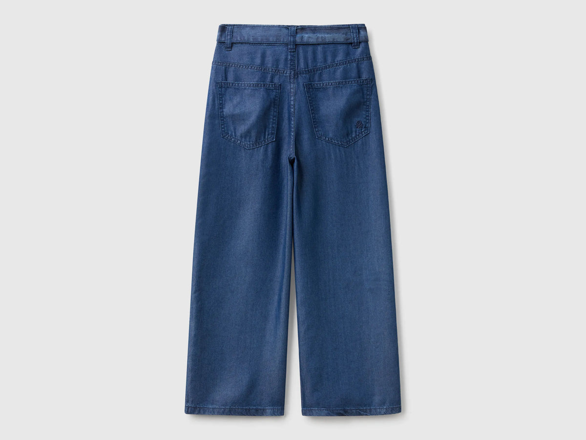 Benetton Blue Girls Wide Fit Jeans with Sash SKU: 4FFKCE03Q_901 Image 02