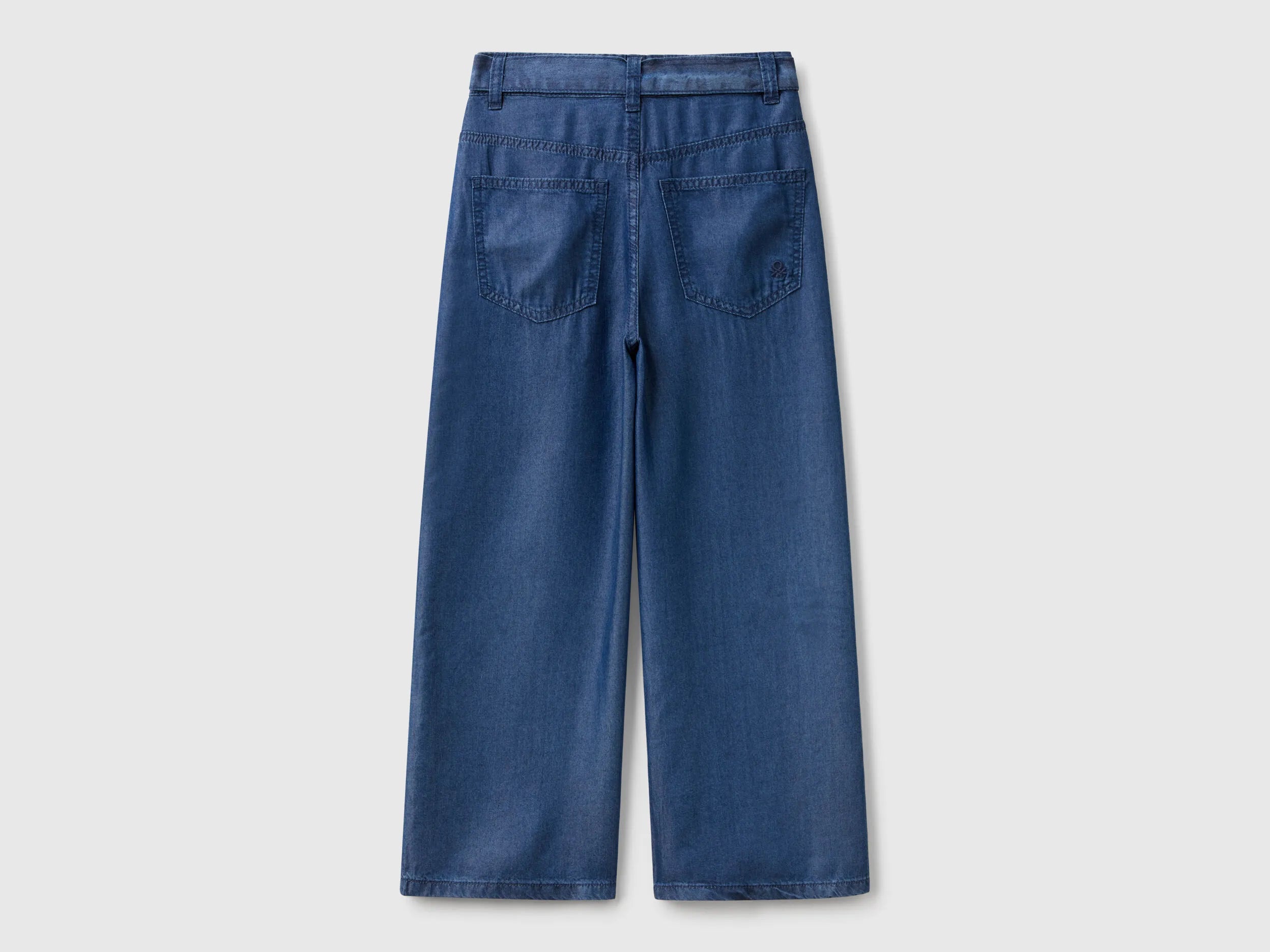 Benetton Blue Girls Wide Fit Jeans with Sash SKU: 4FFKCE03Q_901 Image 02