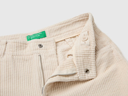 Benetton Creamy White Girls Corduroy Barrel-Fit Trousers SKU: 4FNFCF063_00V Image 03