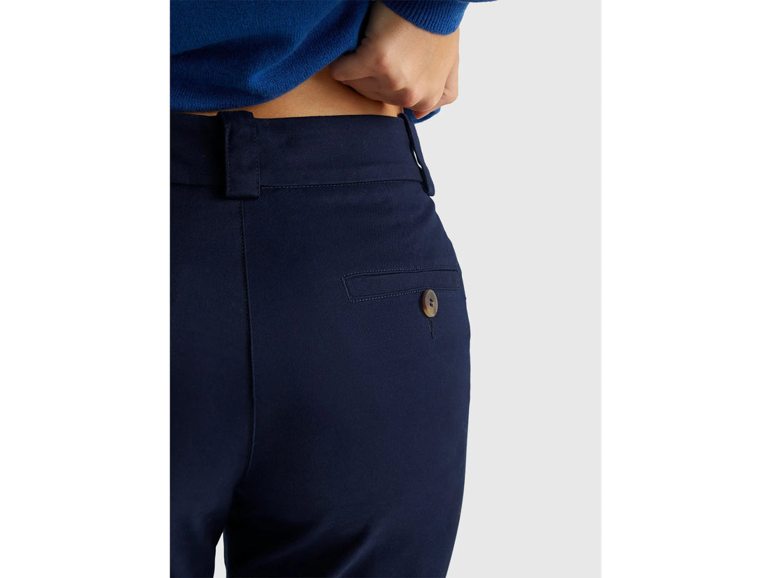 Benetton Dark Blue Women Slim Fit Trousers SKU: 4FRXDF096_016 Image 04
