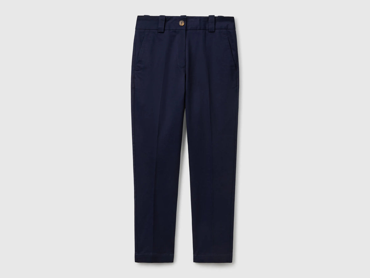 Benetton Dark Blue Women Slim Fit Trousers SKU: 4FRXDF096_016 Image 05