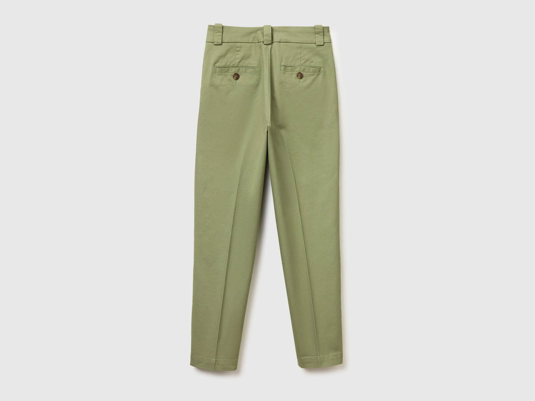 Benetton Olive Green Women Slim Fit Trousers SKU: 4FRXDF096_26K Image 02