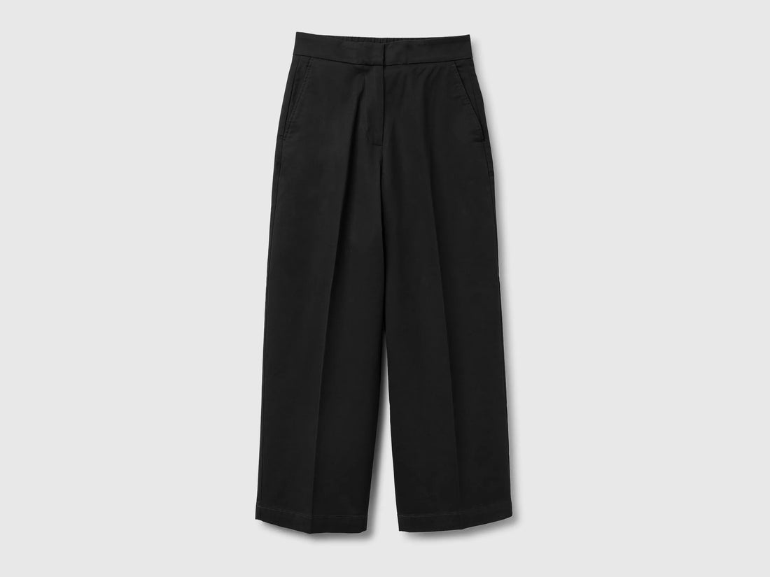 Benetton Black Women Balloon Leg Pants SKU: 4FRXDF0B0_100 Image 01