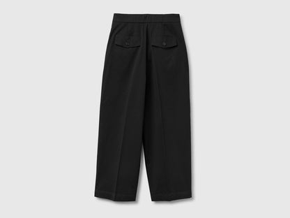 Benetton Black Women Balloon Leg Pants SKU: 4FRXDF0B0_100 Image 02