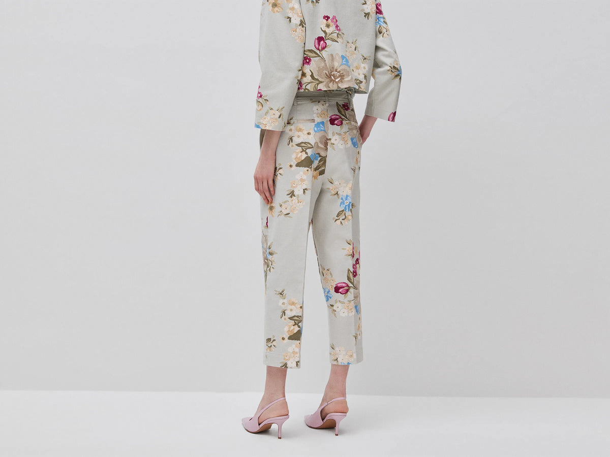Benetton Light Green Women Floral Trousers SKU: 4H3UDF0BB_67F Image 02