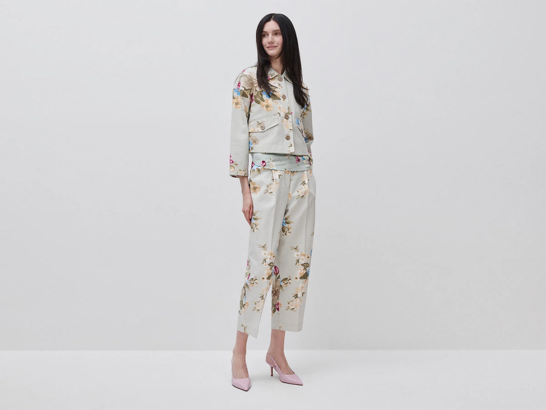 Benetton Light Green Women Floral Trousers SKU: 4H3UDF0BB_67F Image 03