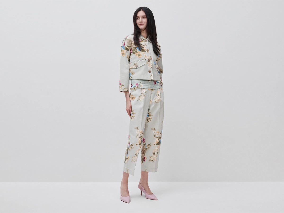 Benetton Light Green Women Floral Trousers SKU: 4H3UDF0BB_67F Image 03