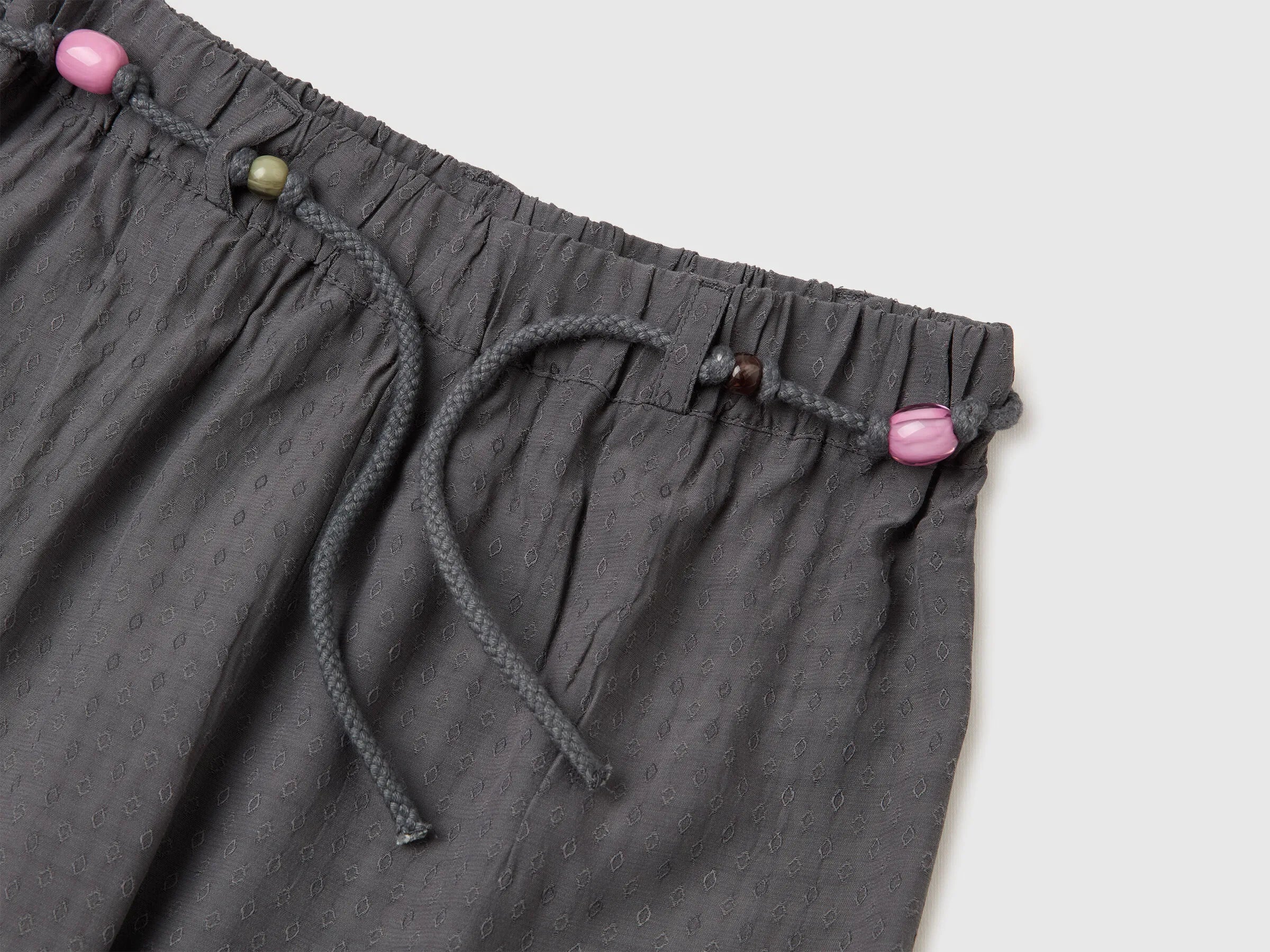 Benetton Dark Gray Girls Wide Trousers with Belt SKU: 4ILTCF05V_23C Image 03
