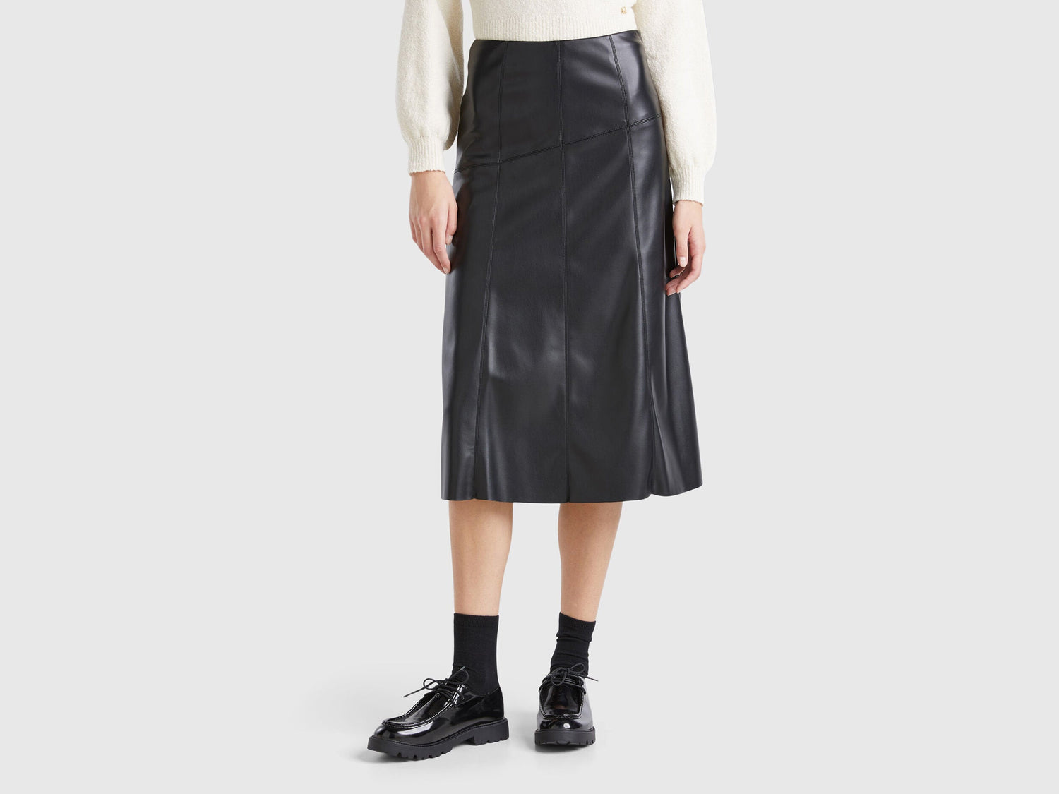 Midi Skirt in Imitation Leather_4IVRD004C_100_02