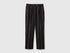 Benetton Black Women Striped Linen Blend Trousers SKU: 4K9FDF0BS_903 Image 01