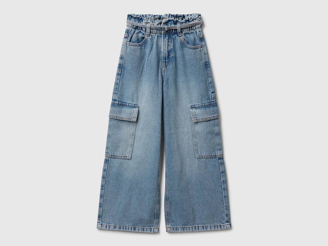 Benetton_Light Blue_Loose Fit Cargo Jeans_4KEHCF04T_901_01