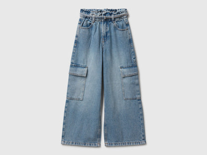 Benetton_Light Blue_Loose Fit Cargo Jeans_4KEHCF04T_901_01